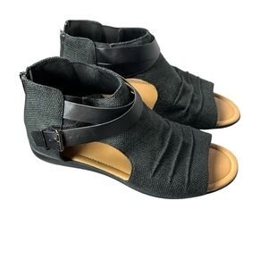 Comfortview Black Open-Toe Sandals